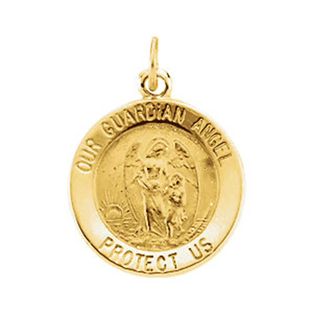 14k Yellow Gold Guardian Angel Medal (15 MM).
