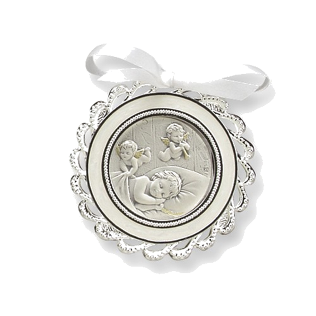 Sterling Silver White Crib Medal