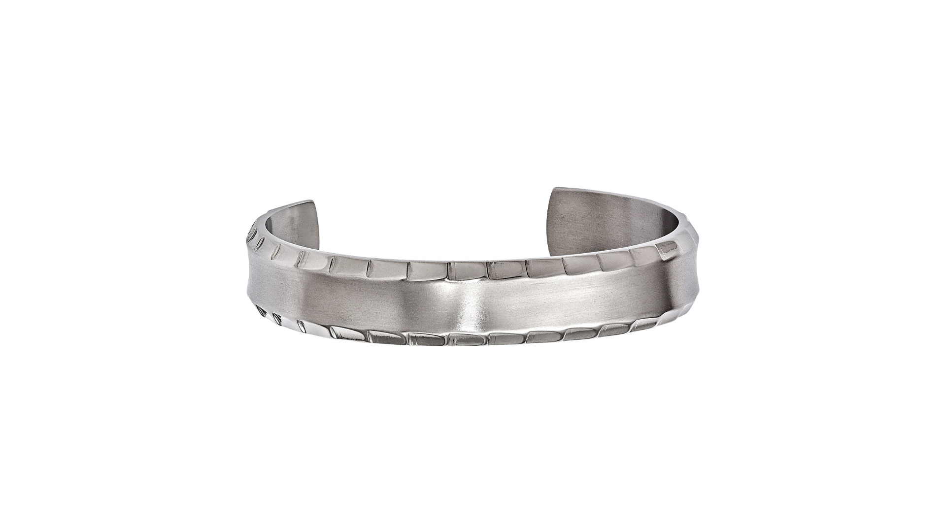 Men's Brushed and Polished Titanium 14mm Faceted Edges Cuff Bangle Bracelet, sku EMB118.