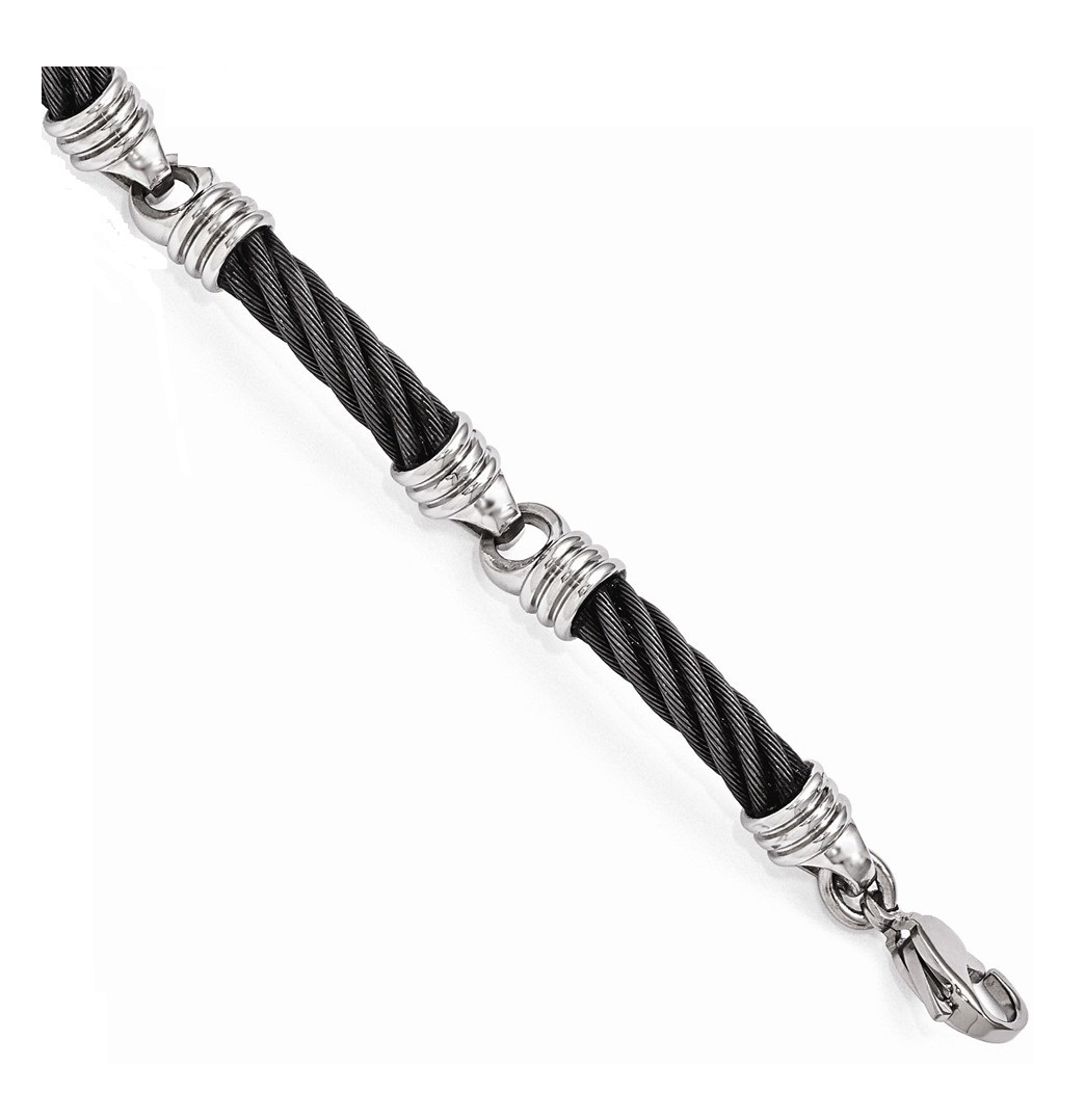 Men's Titanium and Stainless Steel 4mm Cable Link Bracelet, 8