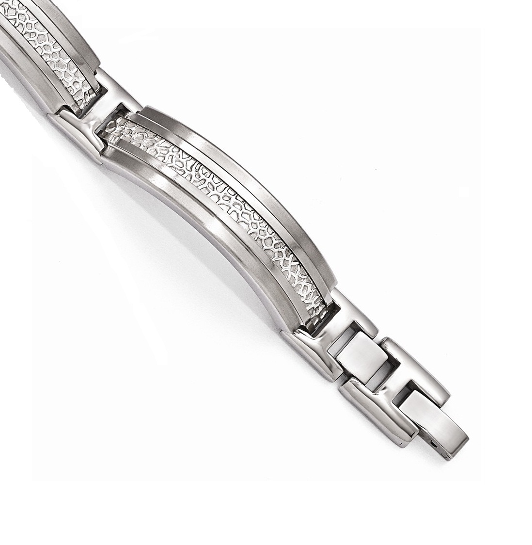 Men's Brushed and Polished Titanium 13mm Sterling Silver Bracelet, 8