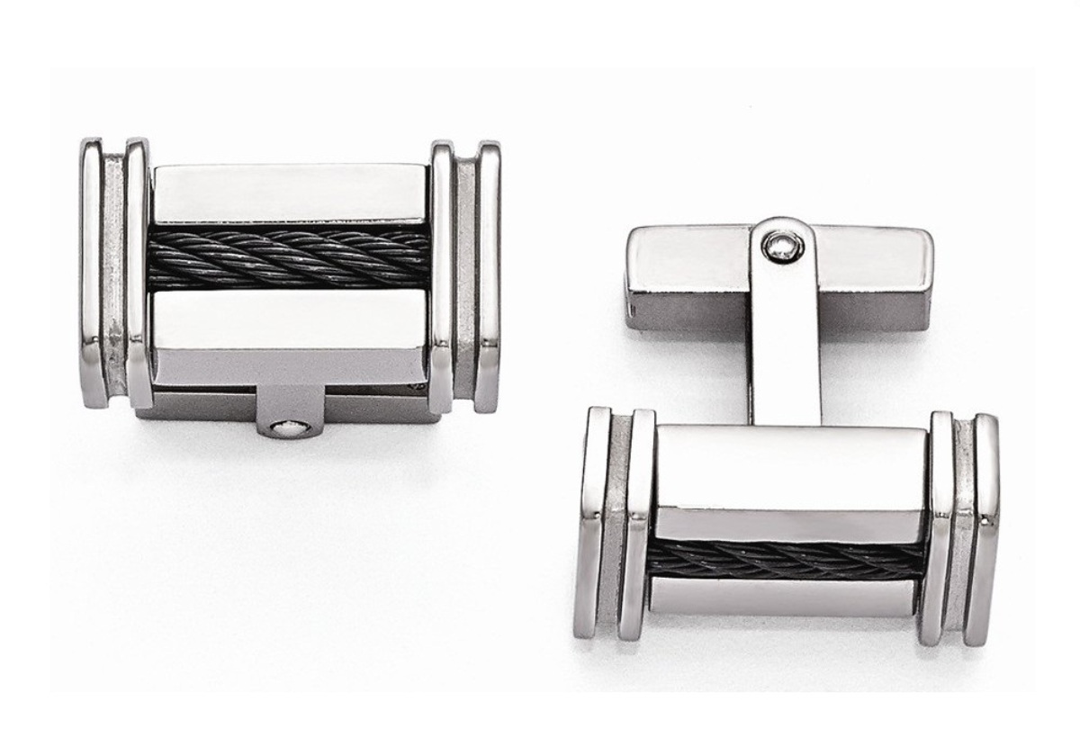 Edward Mirell Titanium Cable Polished Cuff Links