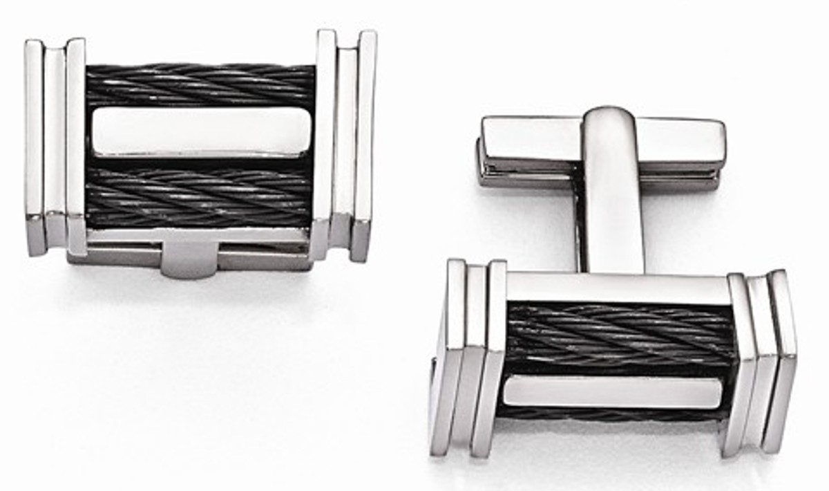 Edward Mirell Titanium Cable Polished Cuff Links