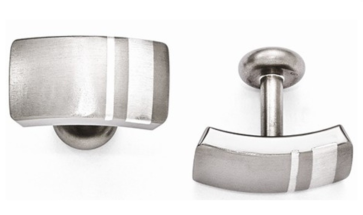 Edward Mirell Titanium And Sterling Silver Brushed Cuff Links