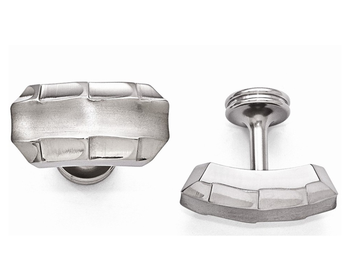 Edward Mirell Titanium Brushed And Polished Faceted Edges Cuff Links
