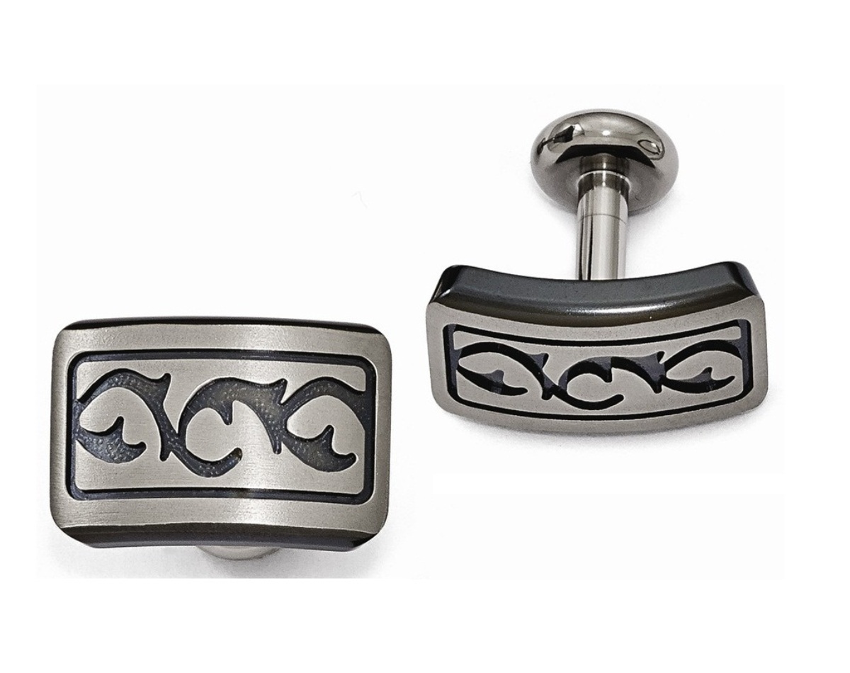 Edward Mirell Black Ti And Titanium Brushed Cufflinks