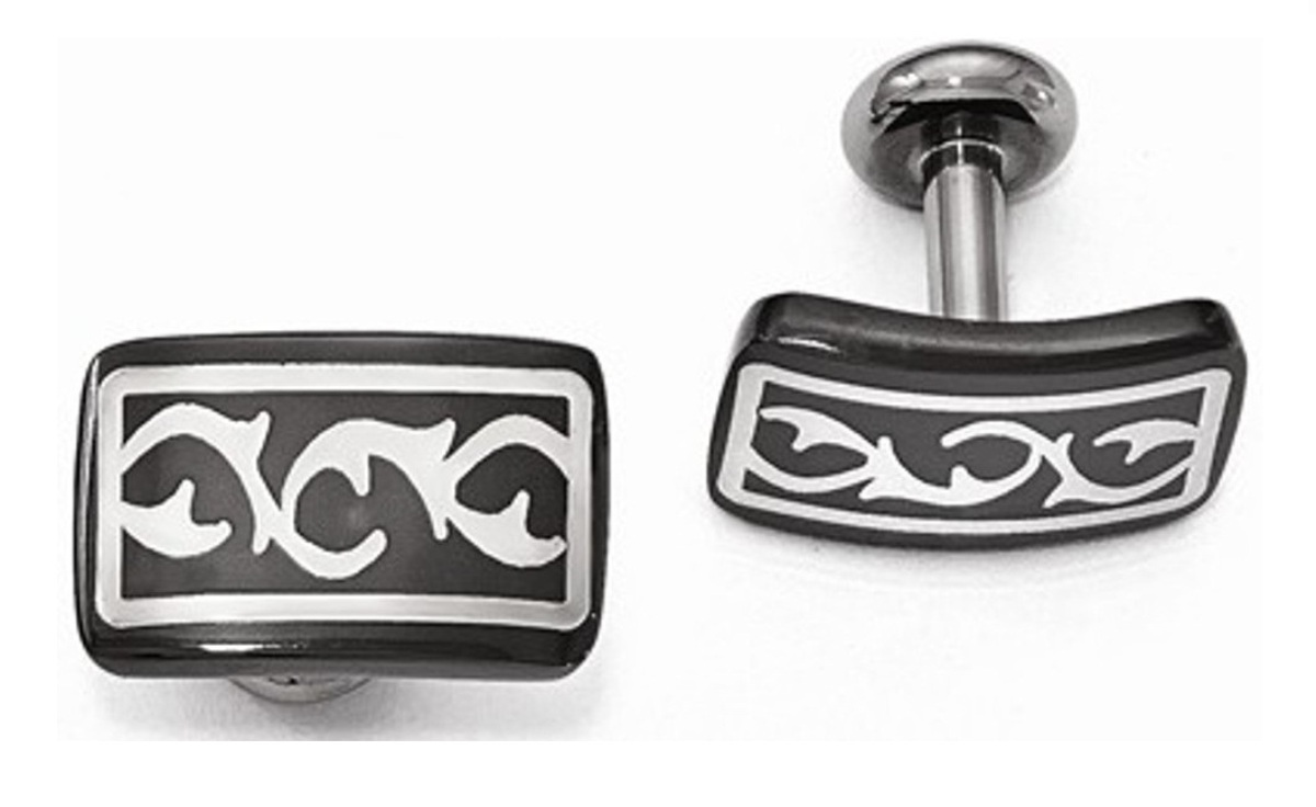 Edward Mirell Black Ti And Sterling Silver Polished Thorn Cuff Links
