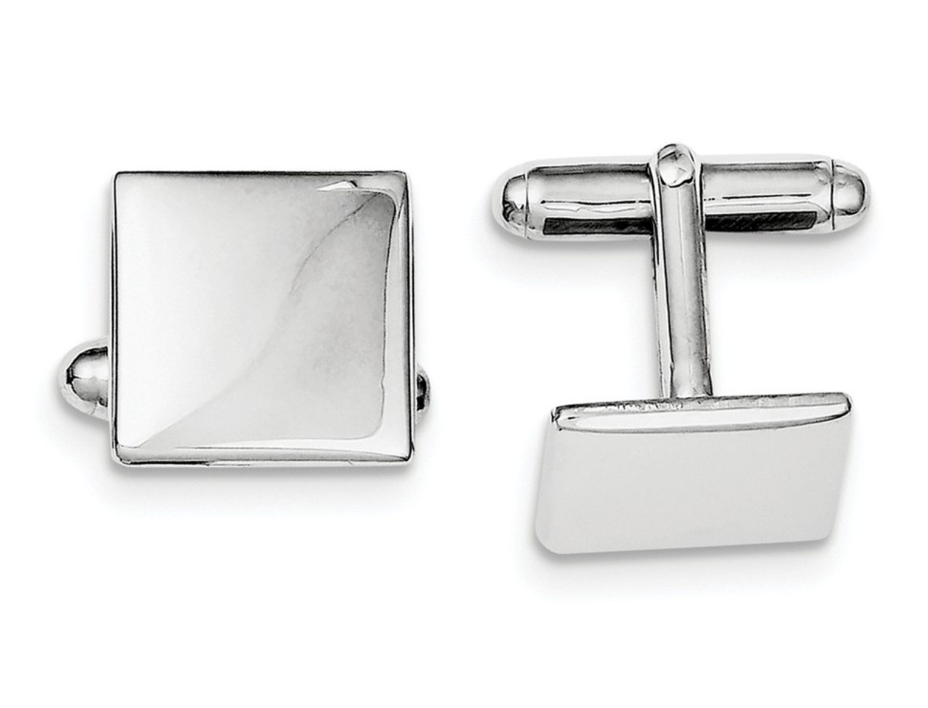 Sterling Silver Rhodium Plated Square Cuff Links