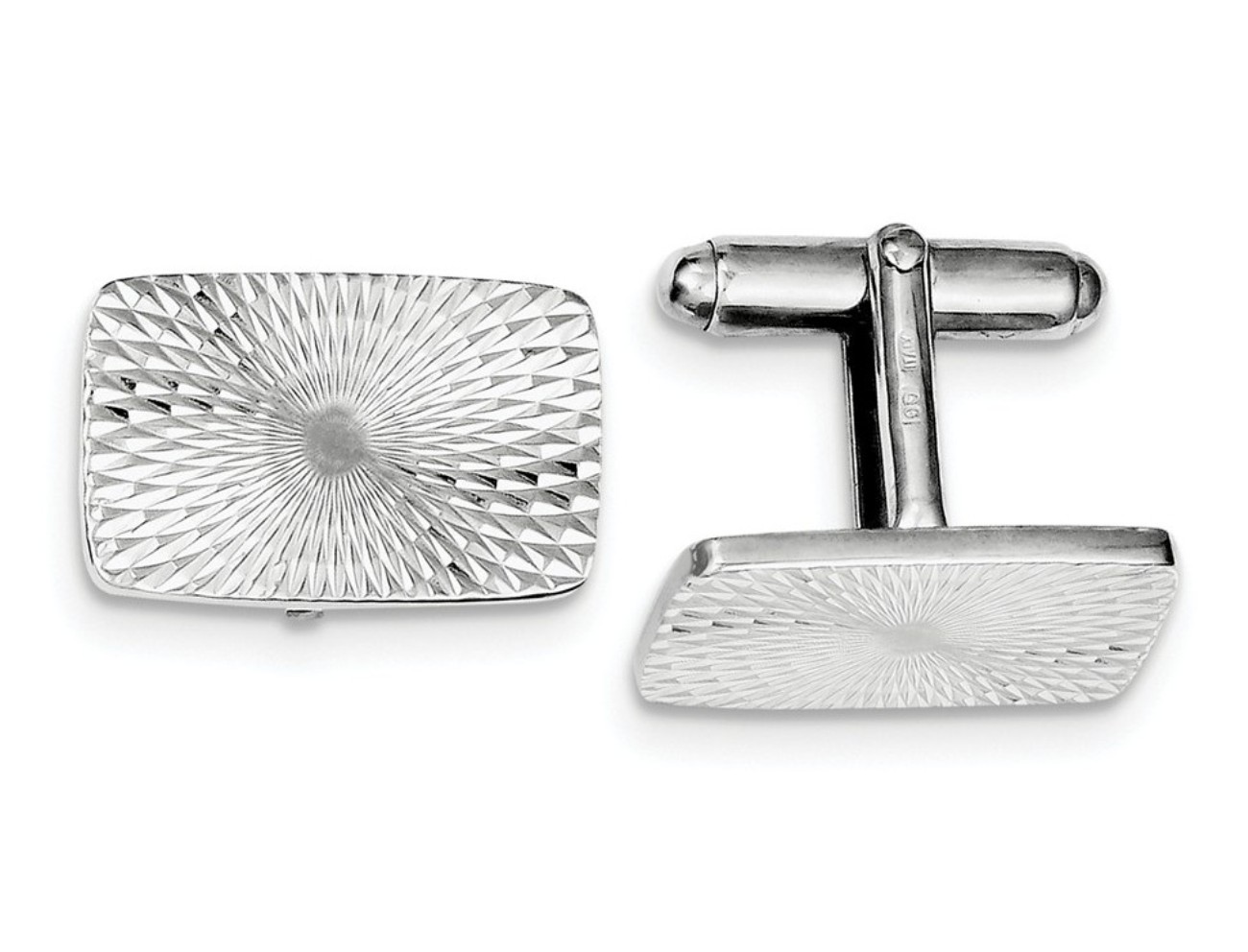 Sterling Silver Rhodium Plated Textured Swirl Cuff Links