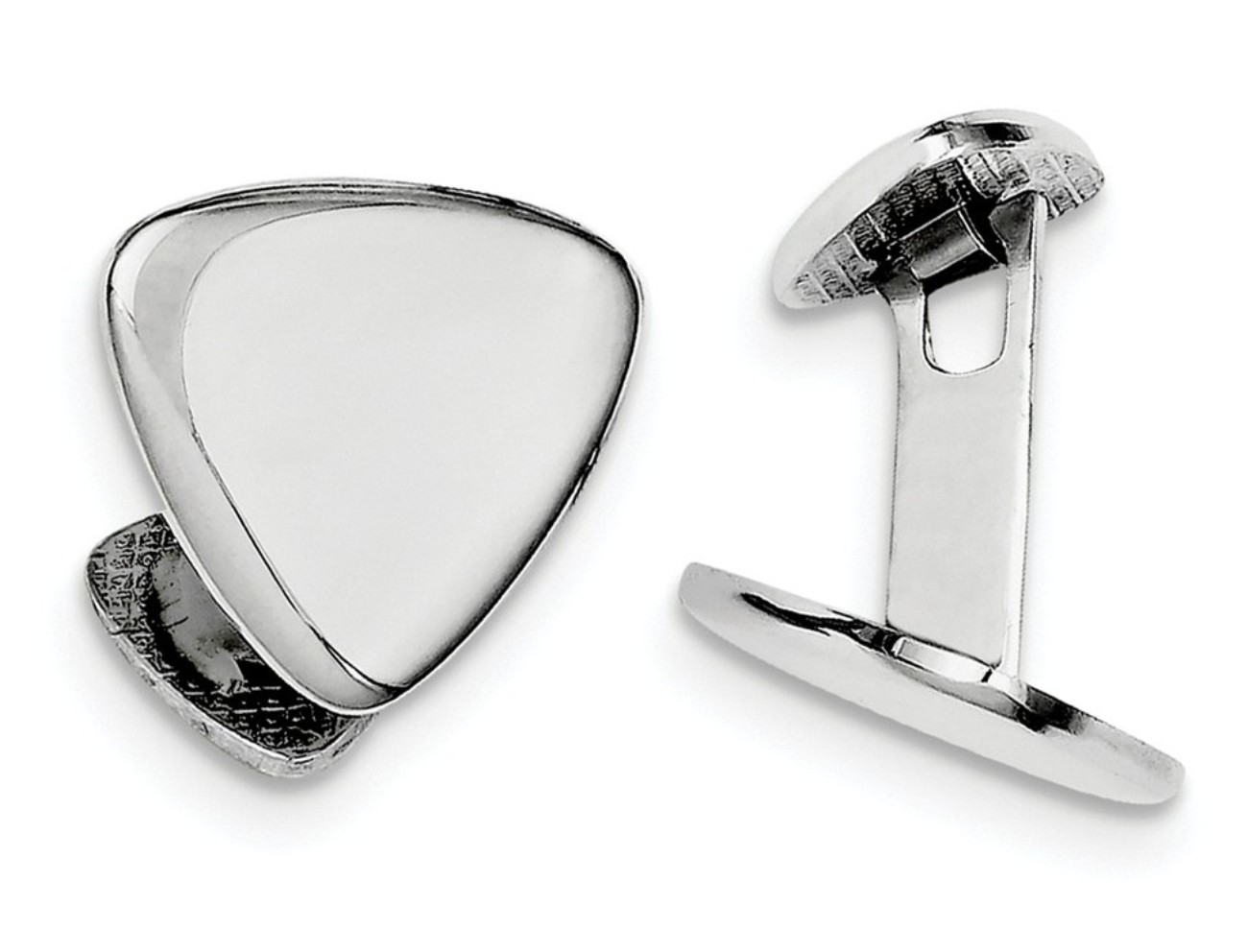 Sterling Silver Rhodium Plated Triangle Cuff Links