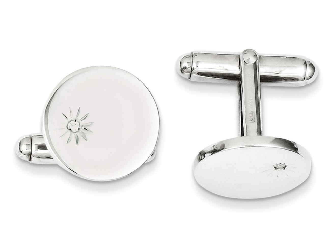 Sterling Silver Rhodium Plated Cuff Links