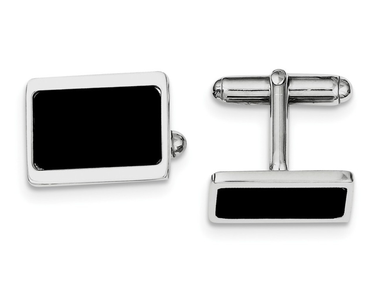 Sterling Silver Rhodium Plated Cuff Links