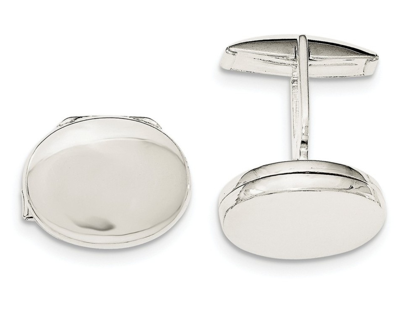 Sterling Silver Oval Locket Cuff Links