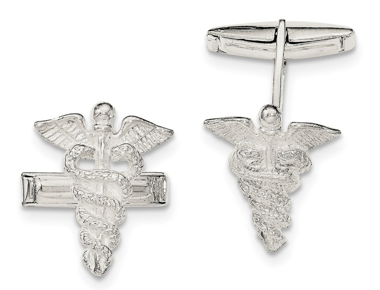 Sterling Silver Caducei Cuff Links