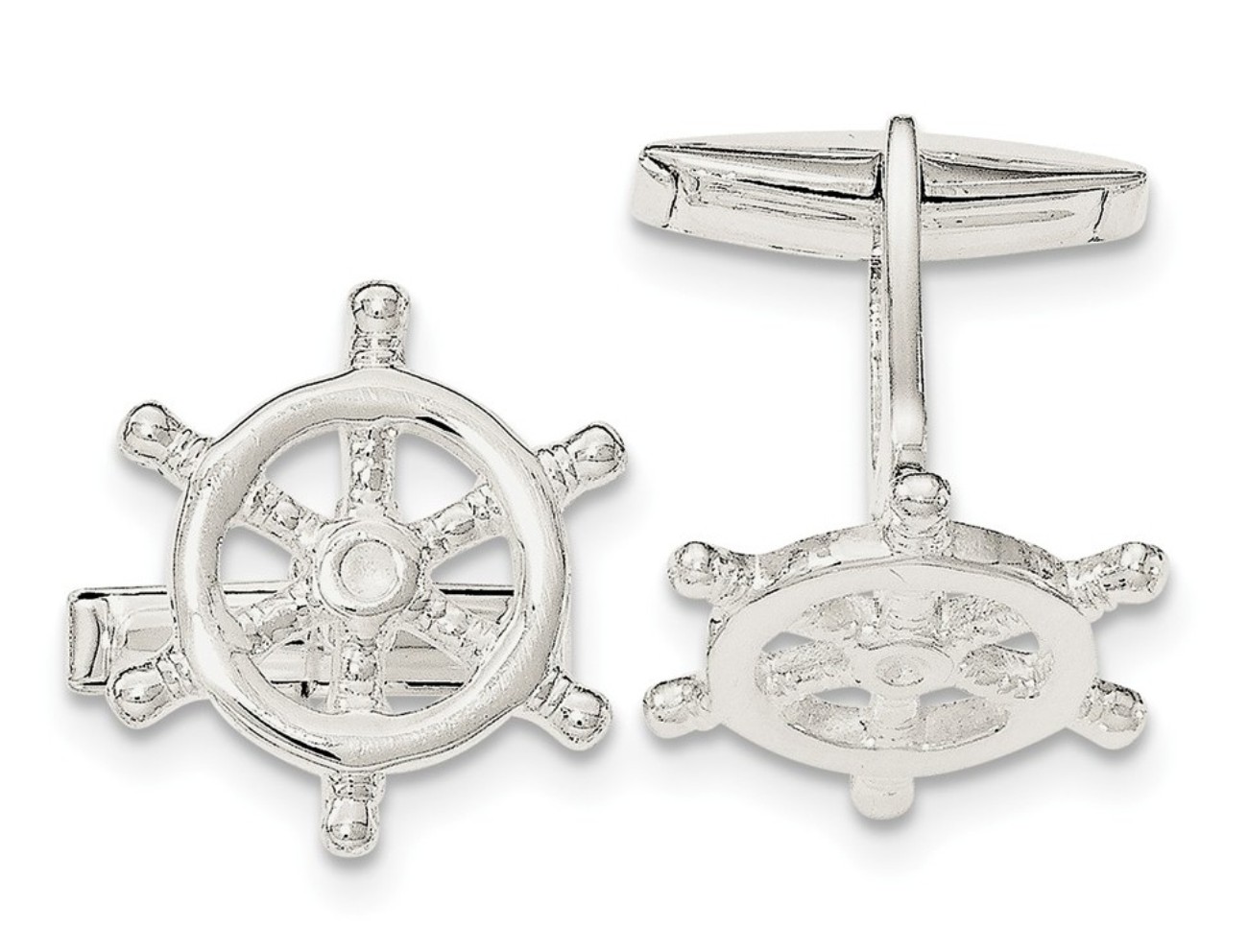 Sterling Silver Captains Wheel Cuff Links