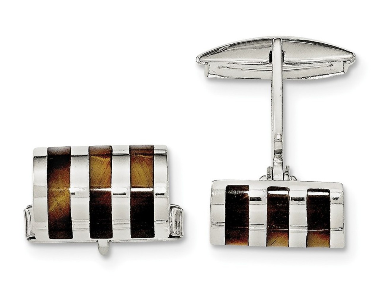 Sterling Silver Tigers Eye Cuff Links