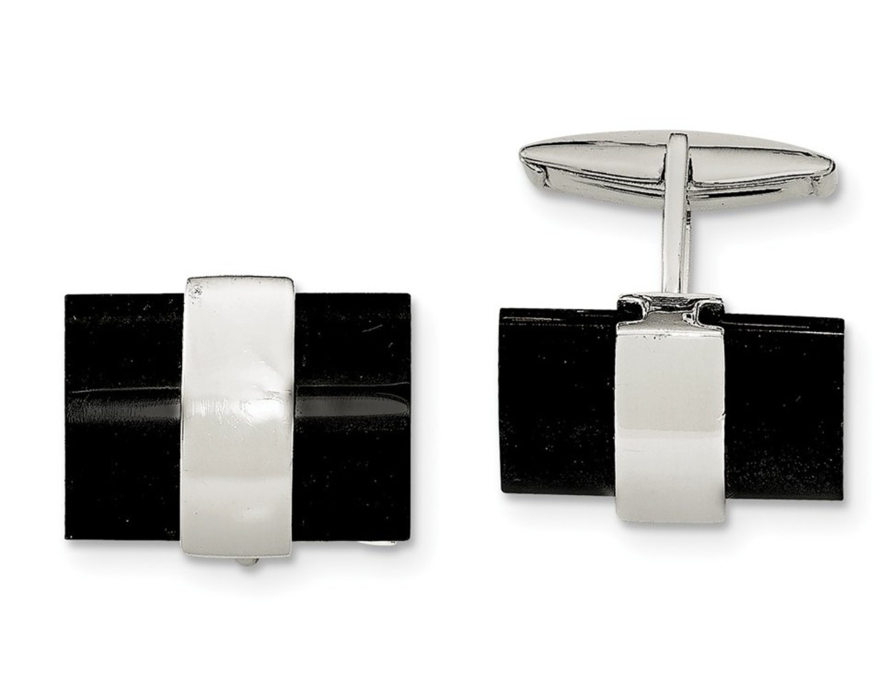 Sterling Silver Onyx Cuff Links