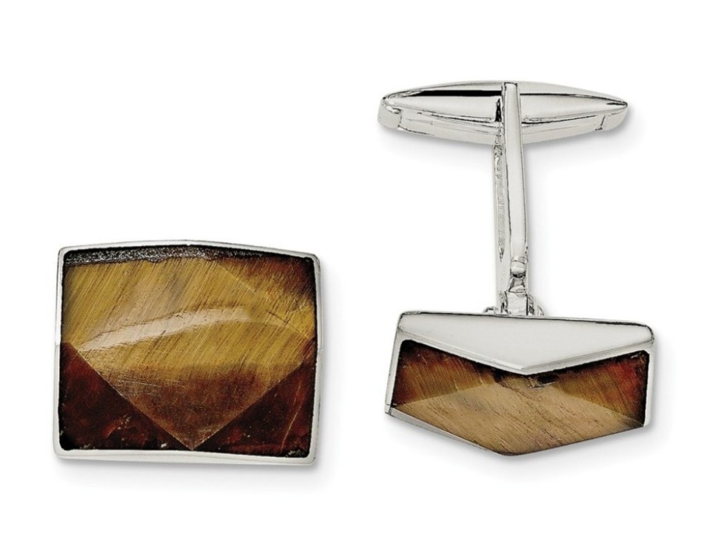 Sterling Silver Tigers Eye Cuff Links