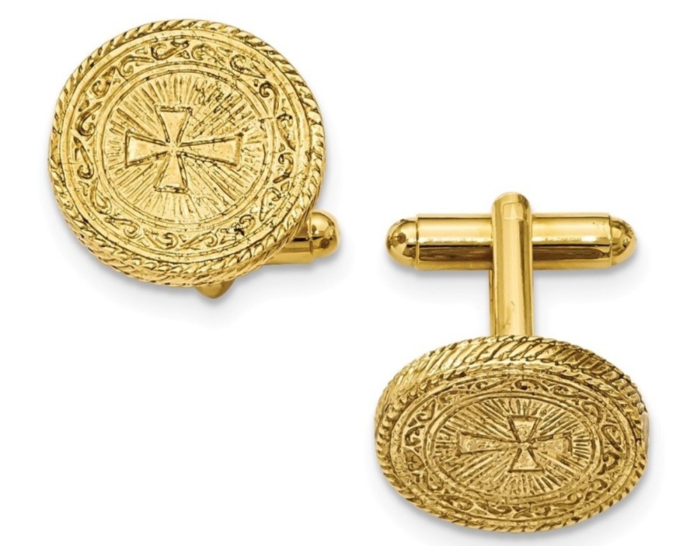 Gold-Tone Cross Cuff Links