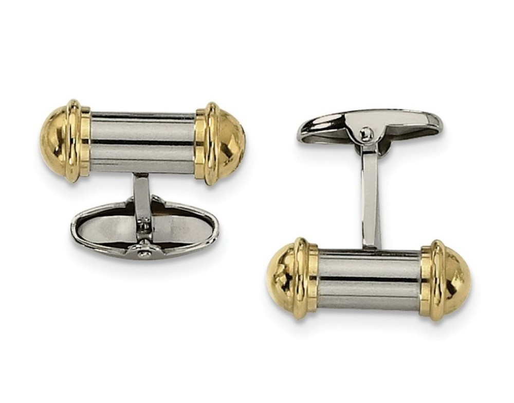 Stainless Steel Yellow IP-Plating Cuff Links