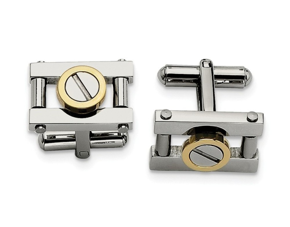 Stainless Steel Yellow IP-Plated Cuff Links