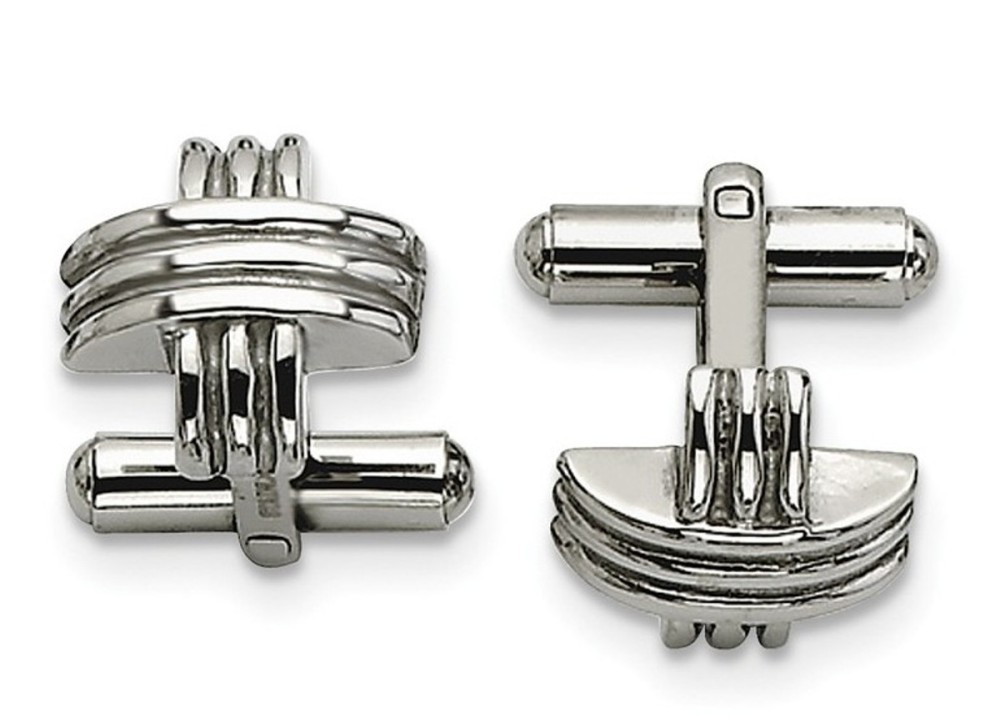 Stainless Steel Fancy X Cuff Links