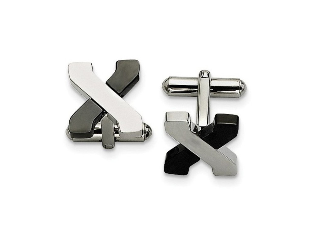 Stainless Steel Black-Plating And Polished Cuff Links