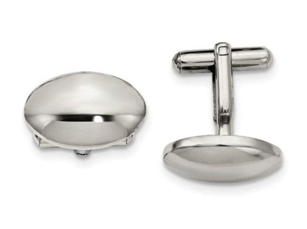 Stainless Steel Polished Oval Cuff Links
