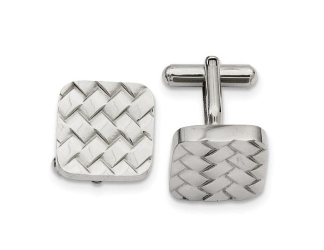 Stainless Steel Weave Design Cuff Links