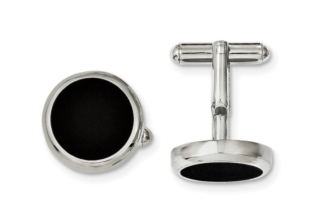 Stainless Steel Black IP-Plated Circle Cuff Links