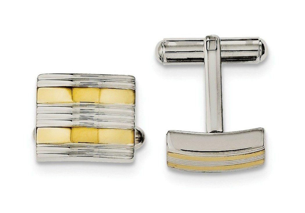 Stainless Steel Yellow IP-Plated And Polished Cuff Links