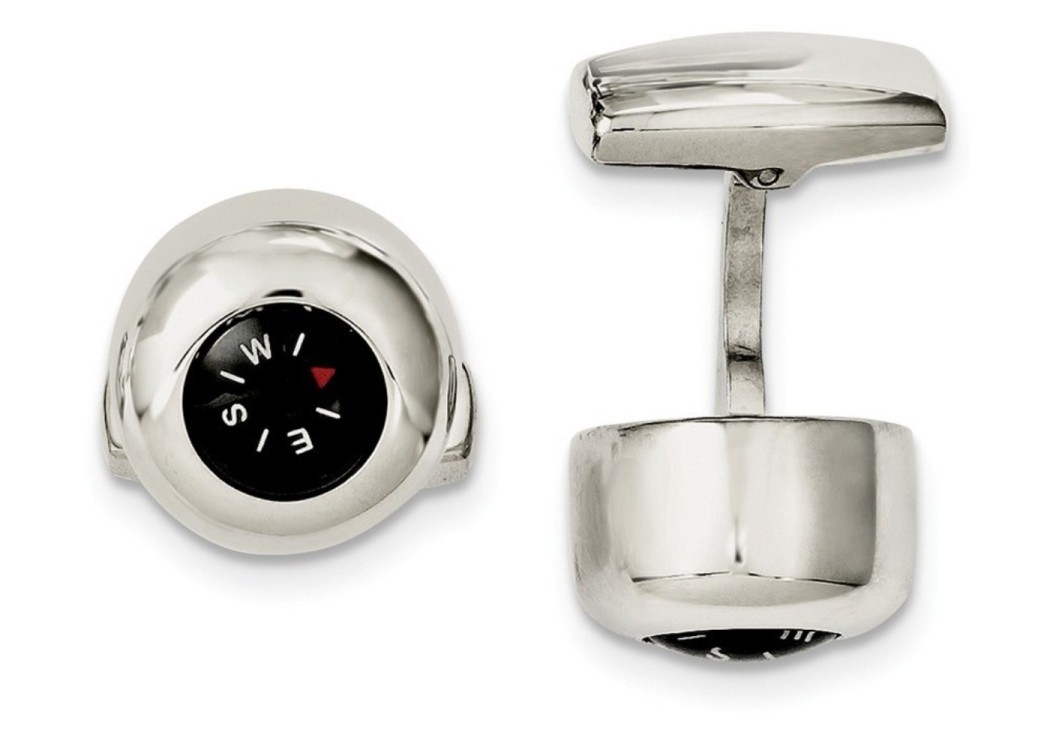 Stainless Steel Functional Compass Cuff Links