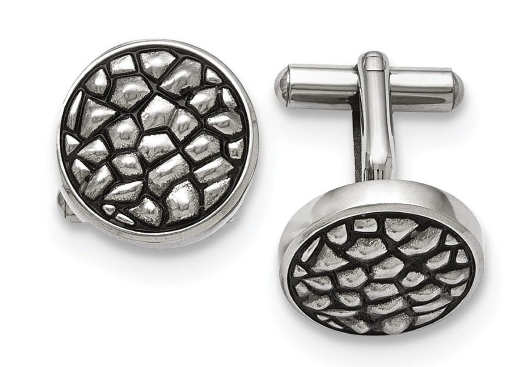 Stainless Steel Antiqued And Textured Cuff Links