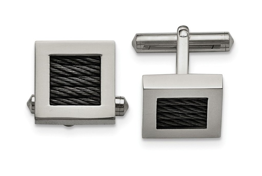 Stainless Steel Polished Black IP-Plated Wire Cuff Links