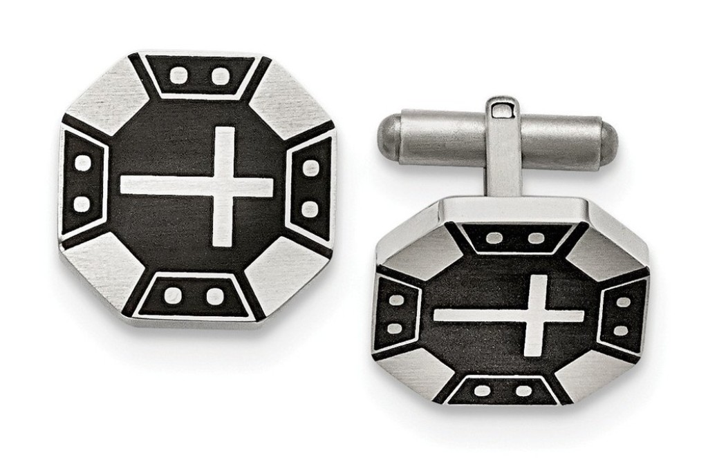 Stainless Steel Matte Black IP-Plated Cross Cuff Links