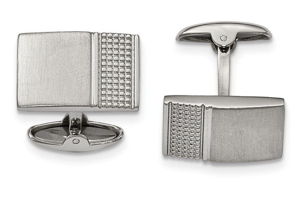 Stainless Steel Brushed/Polished Textured Cuff Links