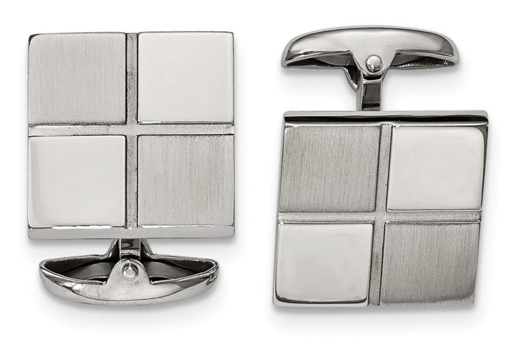 Stainless Steel Brushed And Polished Square Cuff Links