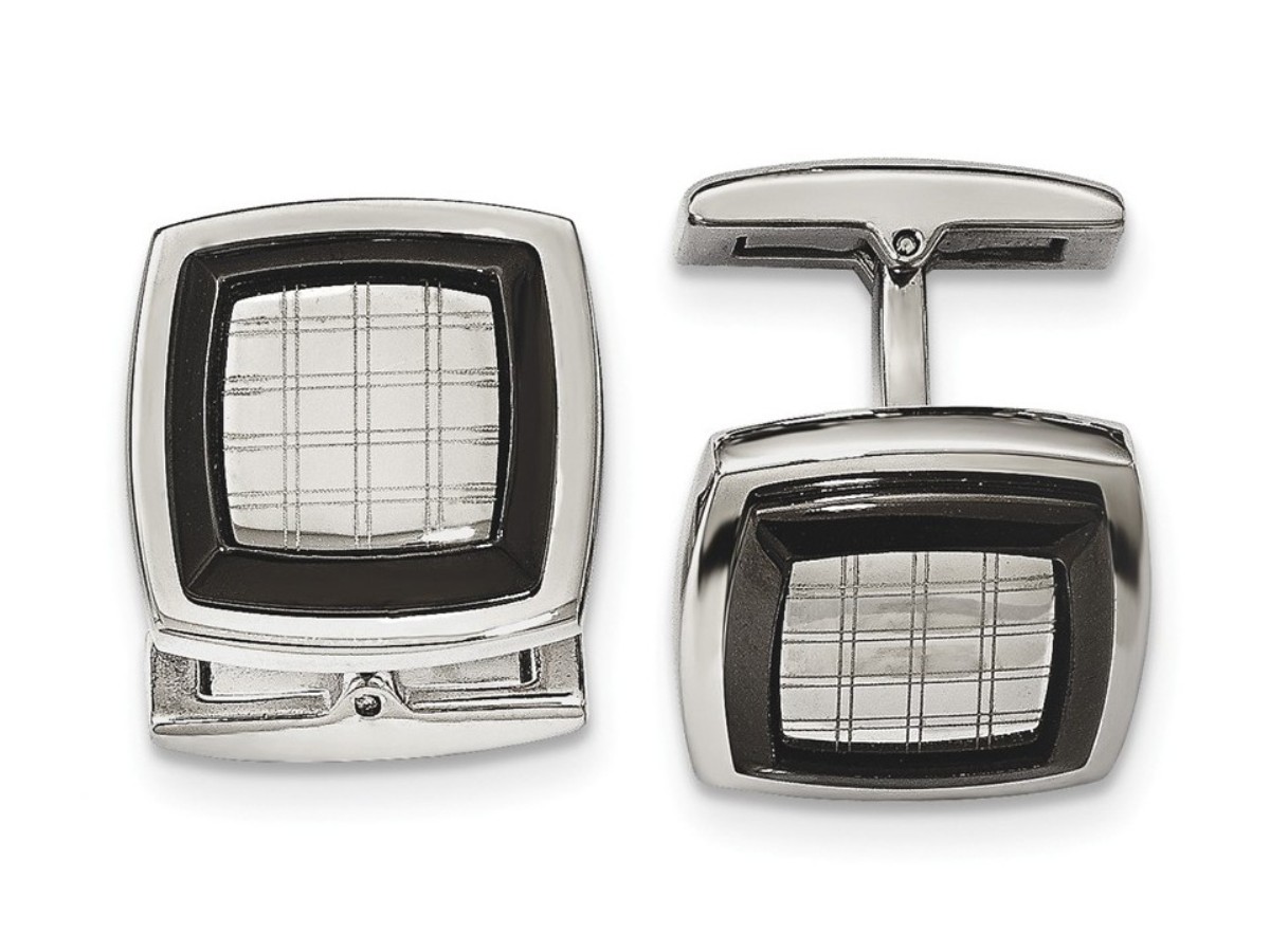 Stainless Steel Polished Black IP-Plated Cuff Links