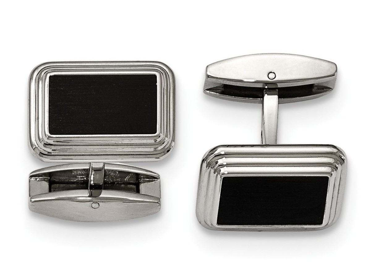 Stainless Steel Brushed/Polished Black IP Plated Cuff Links