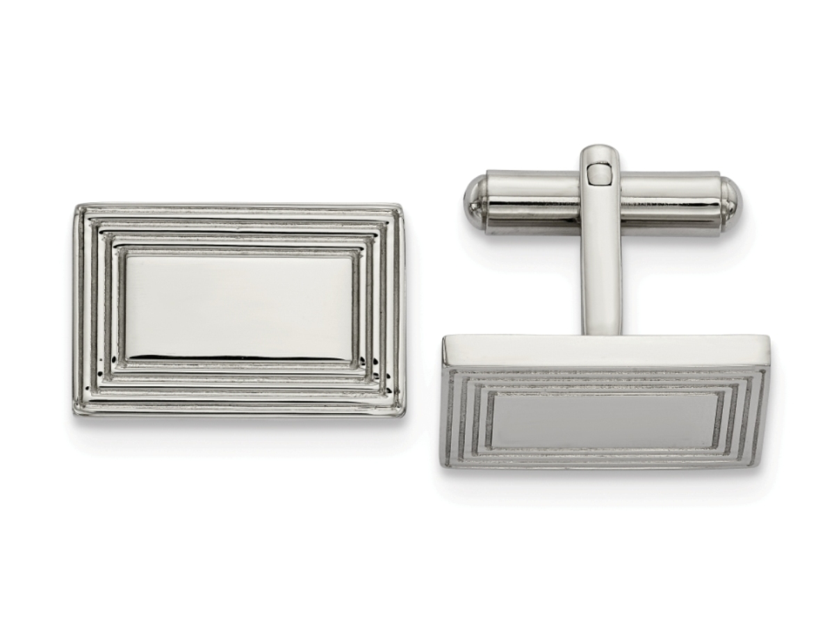 Stainless Steel Polished Rectangular Cuff Links
