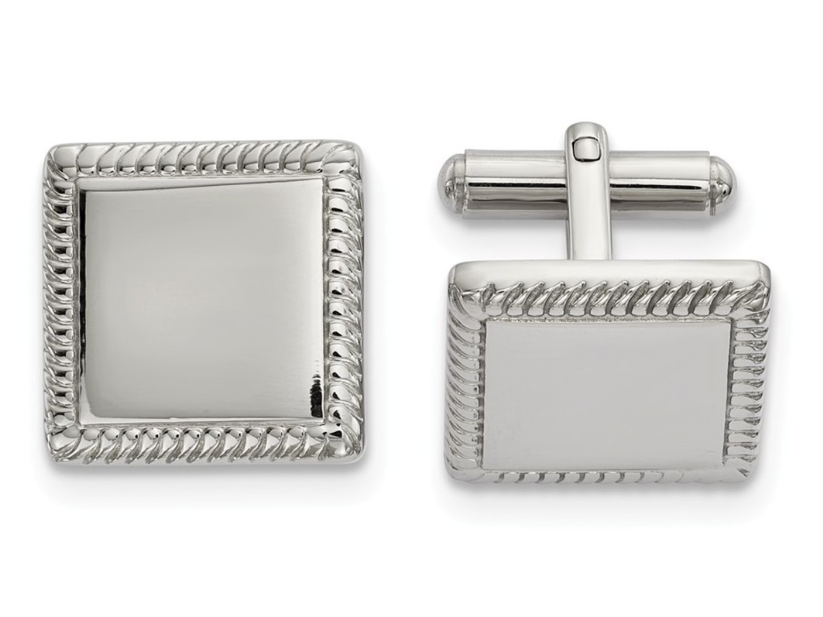 Stainless Steel Polished Square Cuff Links