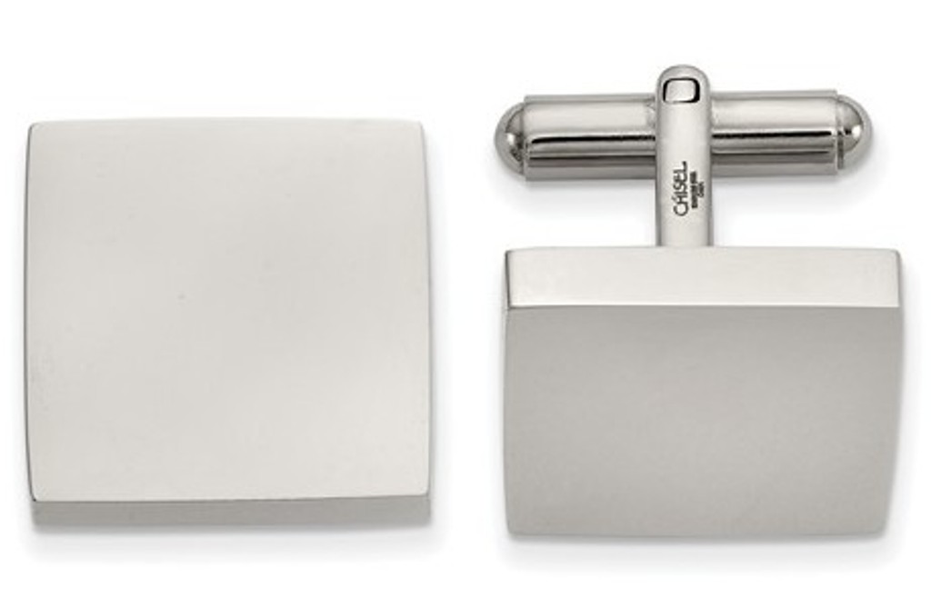 Stainless Steel Polished Square Cuff Links