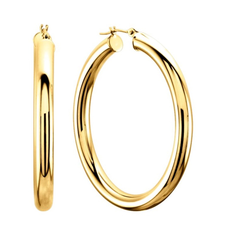 Tube Hoop Earrings, 14k Yellow Gold (20mm)