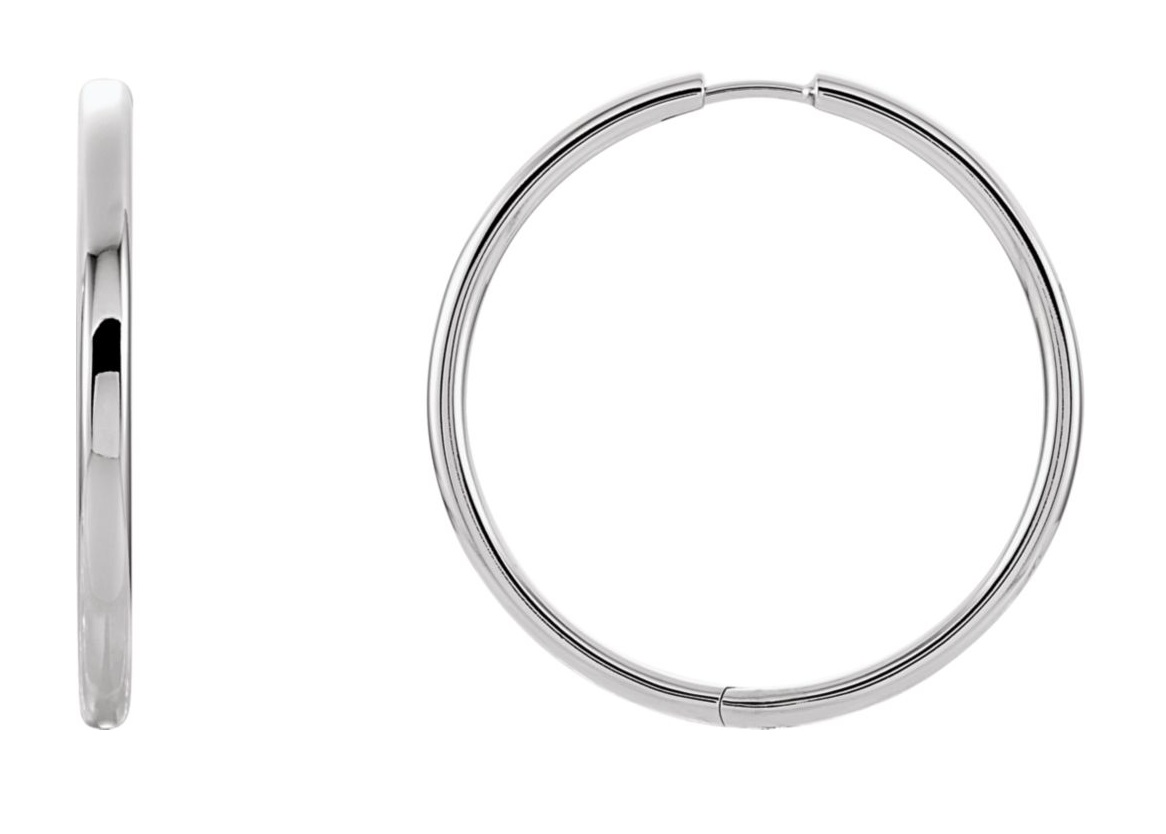 Hoop Earrings, 14k White Gold (24mm)