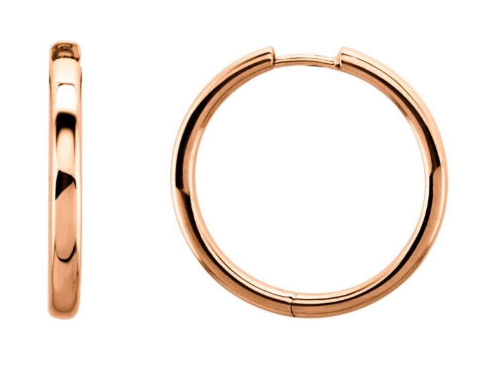 Hinged Hoop Earrings, 14K Rose Gold (29 mm)