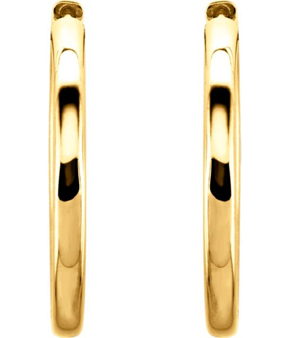 14K Yellow 29 mm Hinged Hoop Earrings
