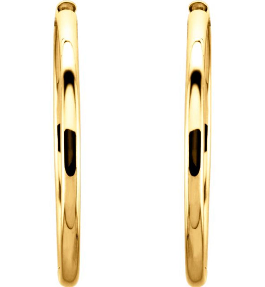 14K Yellow 38.75 mm Hinged Hoop Earrings
