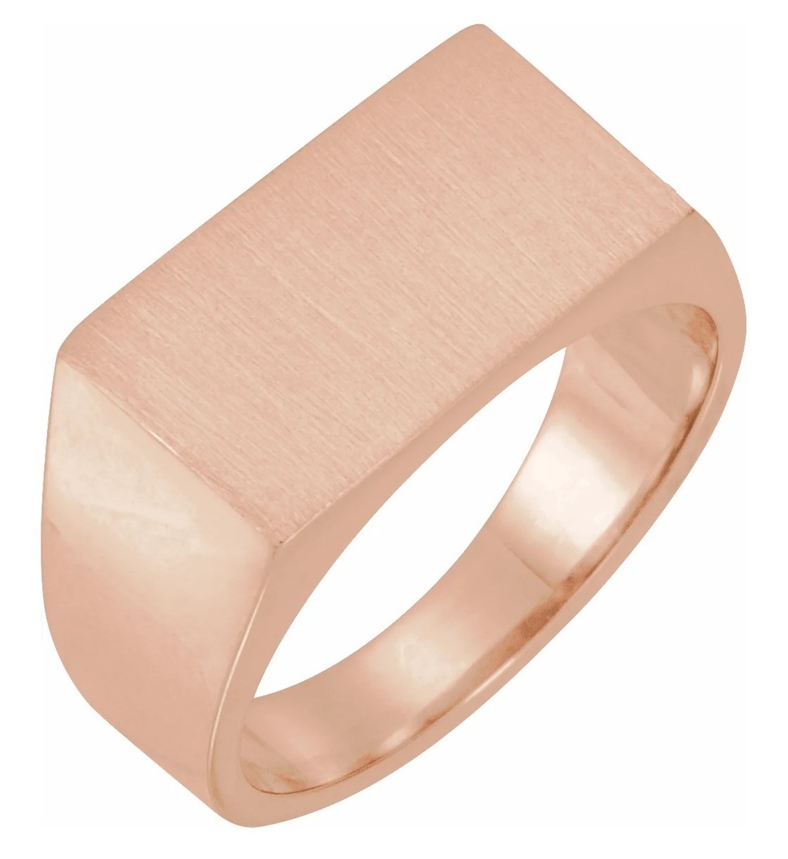 Women's Brushed Rectangle Signet Ring, 14k Rose Gold