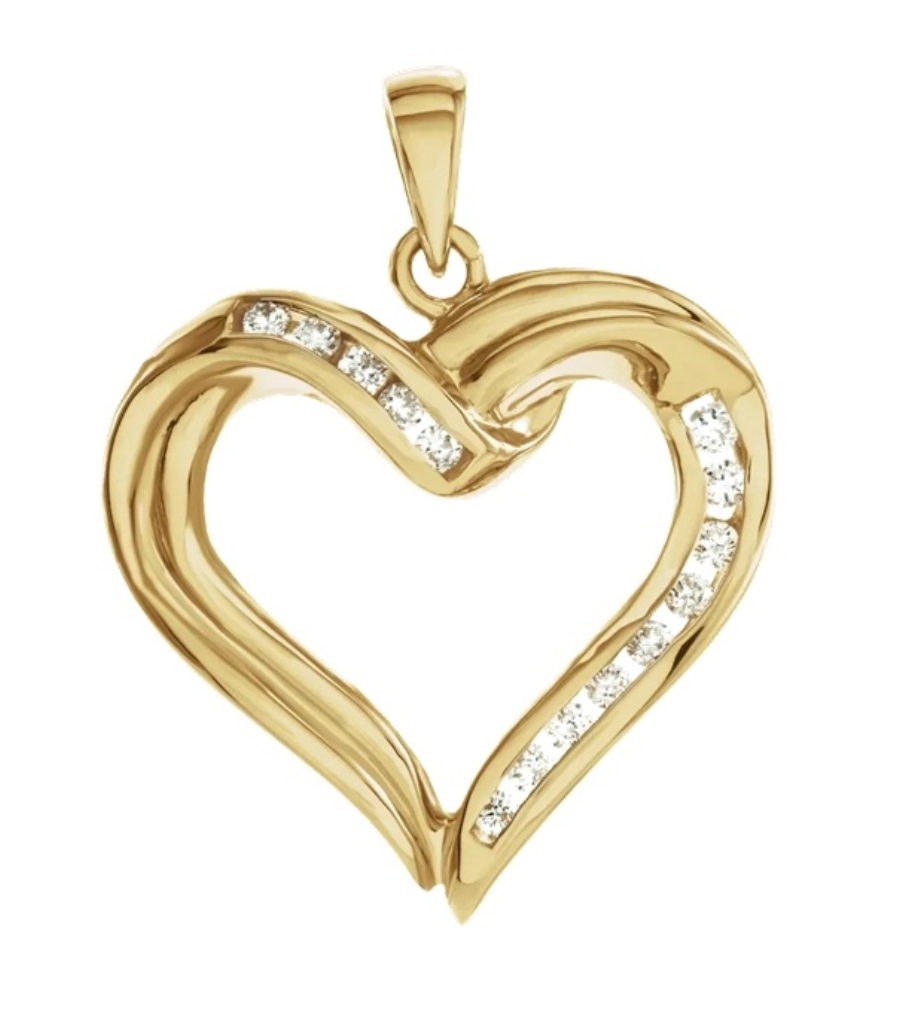 14k Yellow Gold Heart Pendant (GH Color, I1 Clarity, 1/4 Cttw)