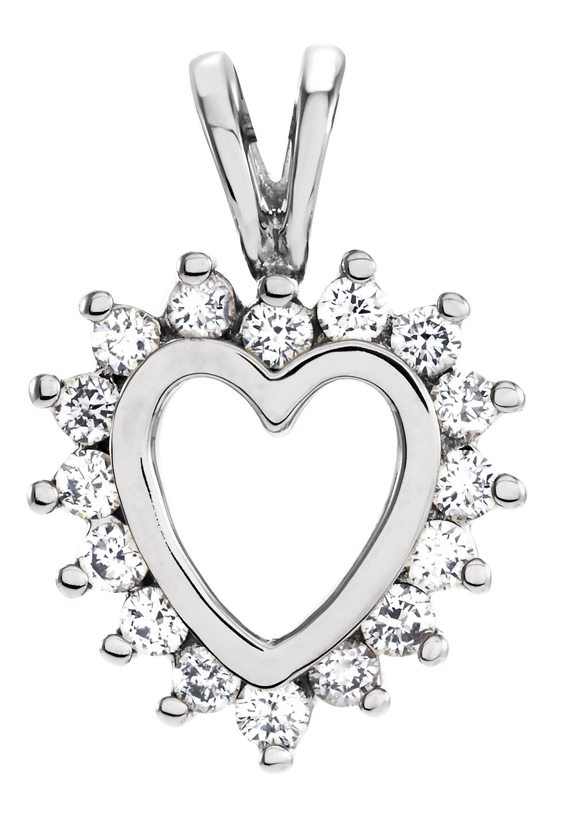 14k White Gold Diamond Halo Heart Pendant (GH Color, I1 Clarity, 1/3 Cttw)